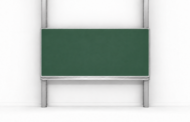Pylonen-Einflächenschiebetafel Grün, vor den Pylonen laufend, mit langer Ablageleiste ohne kleine Schwammablage