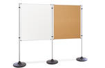 Kombinationswand / Präsentationswand Whiteboard und Kork, Tellerfuß